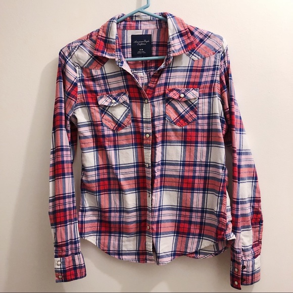 American Eagle Outfitters Tops - American Eagle plaid snap down flannel size medium